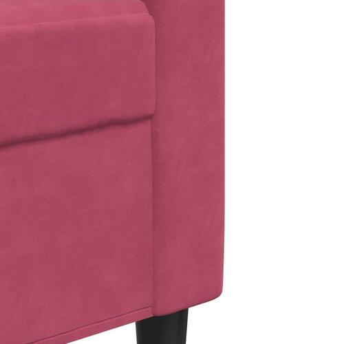 2 personers sofa med hynder velour vinrød