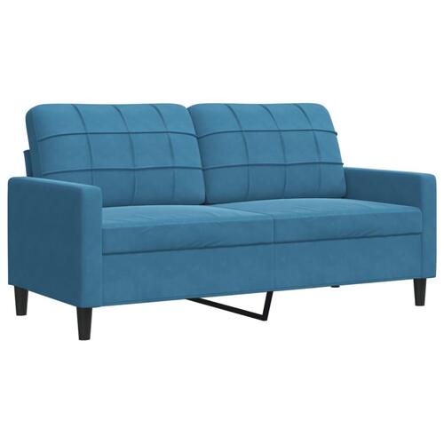 3 personers sofa med hynder velour blå