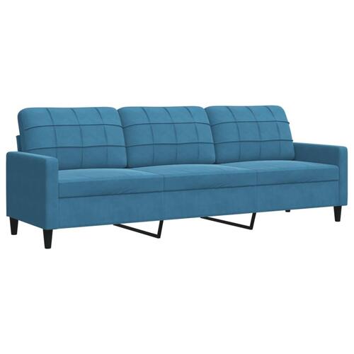 3 personers sofa med hynder velour blå