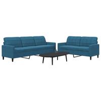 2 personers sofa med hynder velour blå