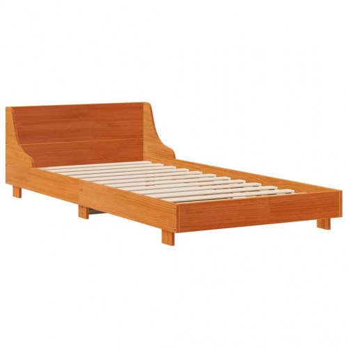 Sengeramme uden madras 100 x 200 cm - massivt fyrretræ, gyldenbrun