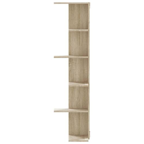 Væghængt hjørnehylde 36,5x36,5x140 cm spånplade sonoma-eg