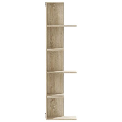 Væghængt hjørnehylde 36,5x36,5x140 cm spånplade sonoma-eg