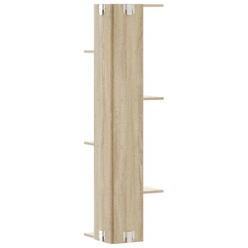 Væghængt hjørnehylde 36,5x36,5x140 cm spånplade sonoma-eg