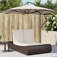 Solseng med hynder polyrattan brun