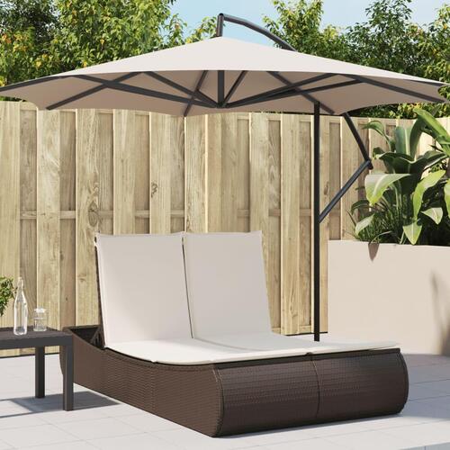 Solseng med hynder polyrattan brun