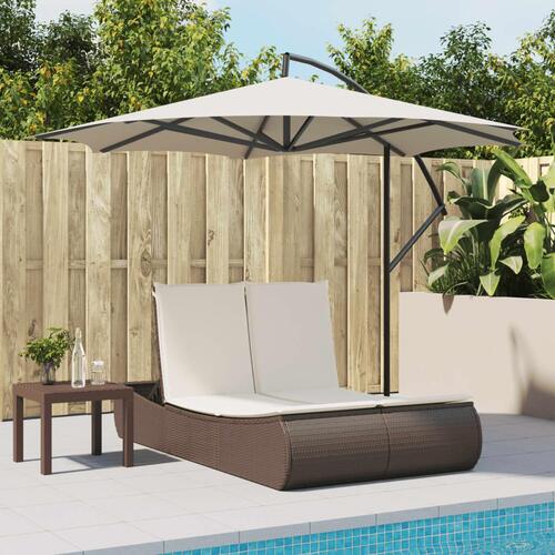 Solseng med hynder polyrattan brun