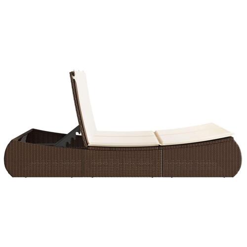 Solseng med hynder polyrattan brun
