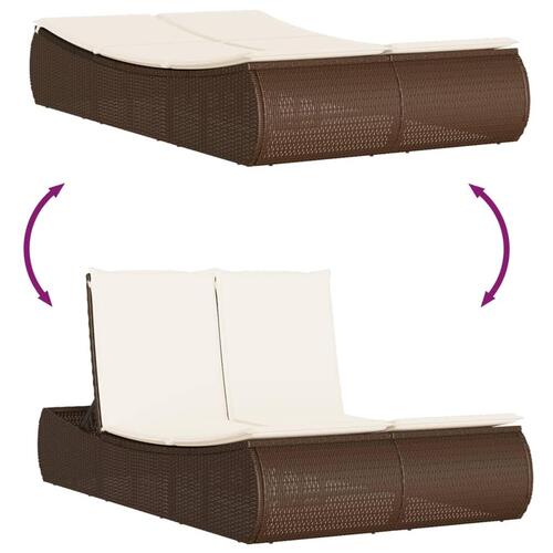 Solseng med hynder polyrattan brun