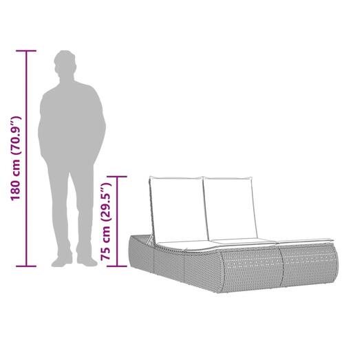 Solseng med hynder polyrattan brun