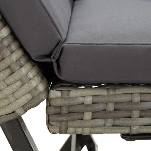 Havebænk med hynder 176 cm polyrattan grå