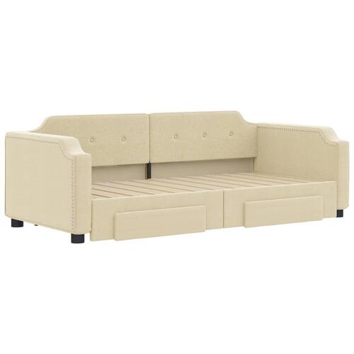 Daybed med udtræk og skuffer 80x200 cm stof cremefarvet