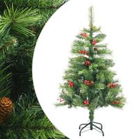 Kunstigt juletræ med grankogler og bær 150 cm hængslet