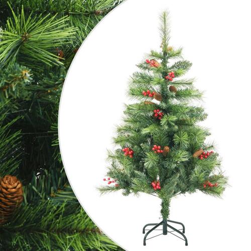 Kunstigt juletræ med grankogler og bær 150 cm hængslet