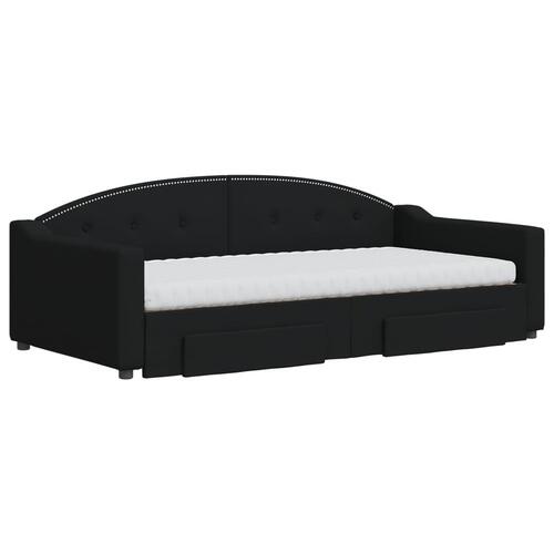 Daybed med udtræk og skuffer 100x200 cm stof sort