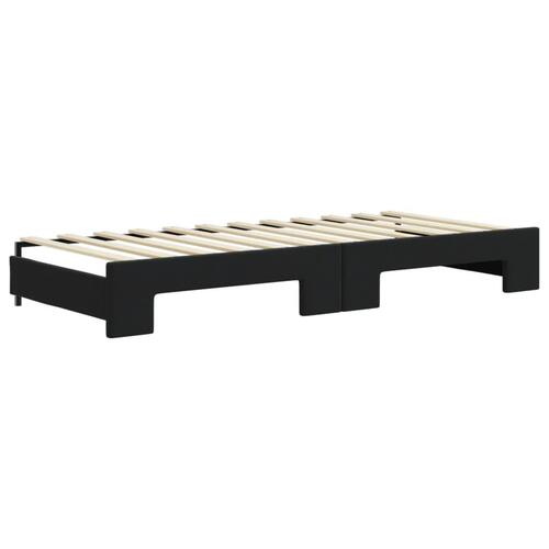 Daybed med udtræk og skuffer 90x200 cm velour sort
