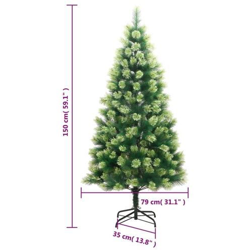 Kunstigt juletræ med juletræsfod 150 cm hængslet