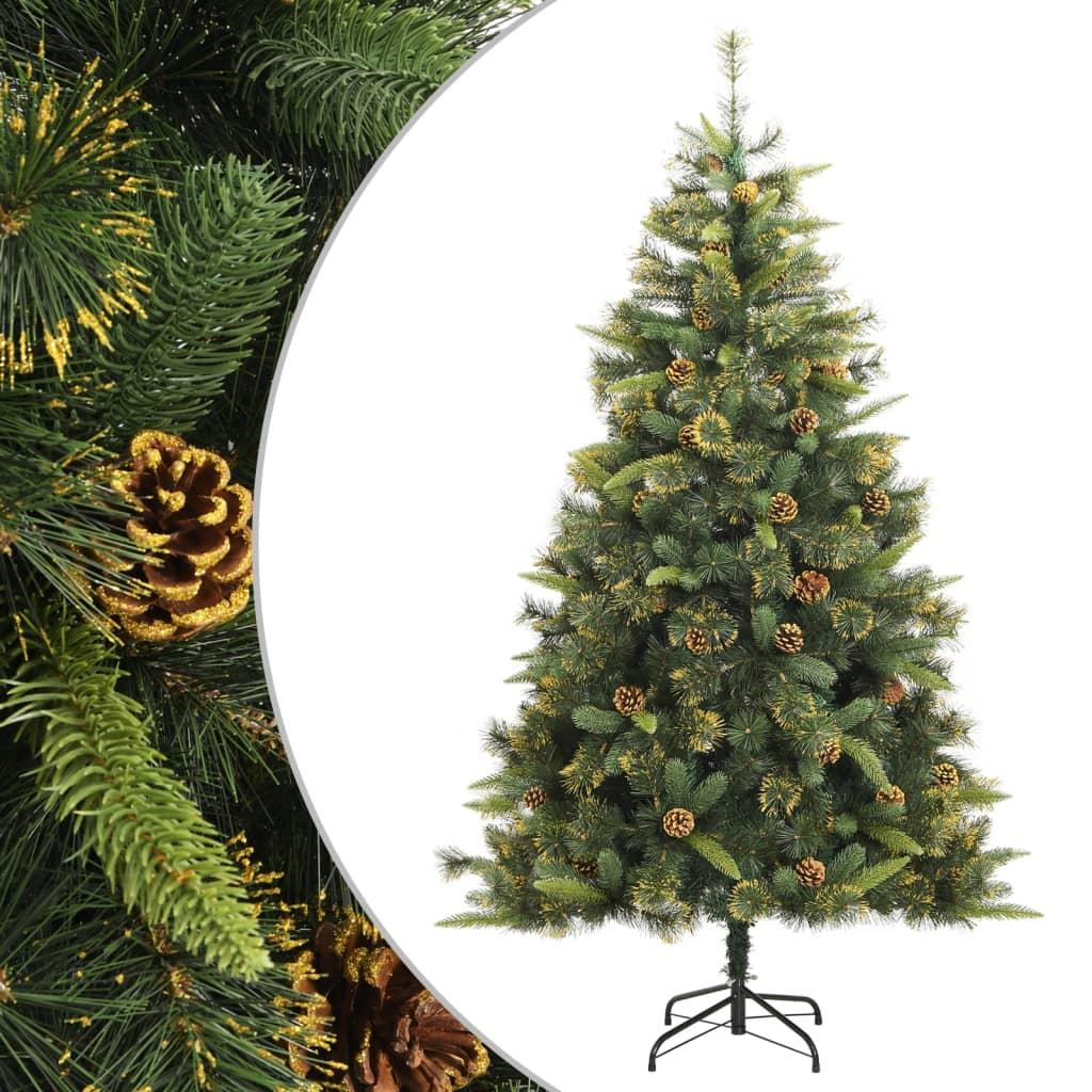 Kunstigt juletræ med grankogler 240 cm hængslet