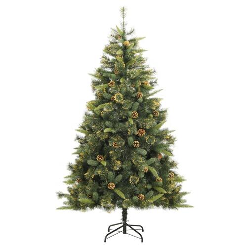 Kunstigt juletræ med grankogler 240 cm hængslet