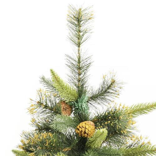 Kunstigt juletræ med grankogler 240 cm hængslet