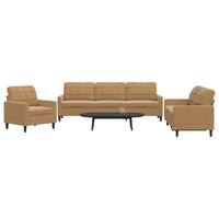 3 personers sofa med hynder velour brun