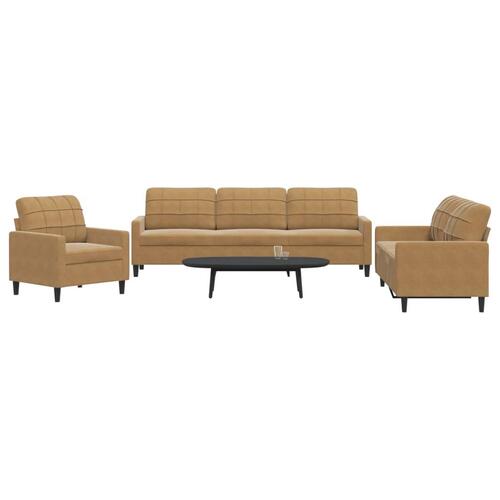 3 personers sofa med hynder velour brun
