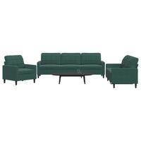 3 personers sofa med hynder velour mørkegrøn