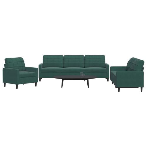 3 personers sofa med hynder velour mørkegrøn