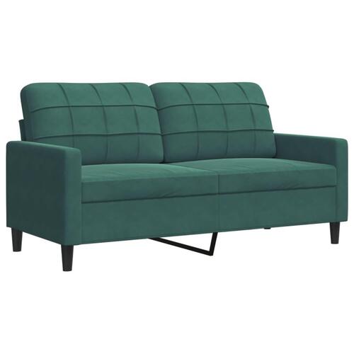 3 personers sofa med hynder velour mørkegrøn