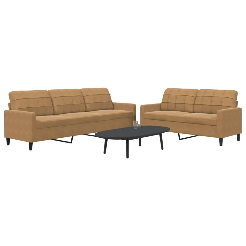 2 personers sofa med hynder velour brun billede