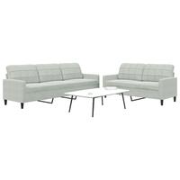 2 personers sofa med hynder velour lysegrå