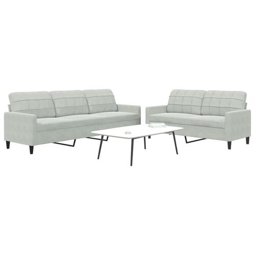 2 personers sofa med hynder velour lysegrå