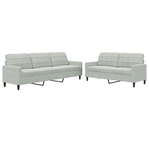 2 personers sofa med hynder velour lysegrå