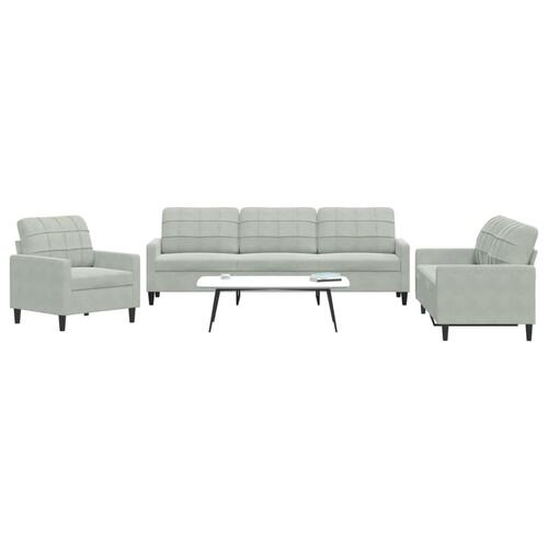 3 personers sofa med hynder velour lysegrå