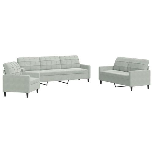 3 personers sofa med hynder velour lysegrå