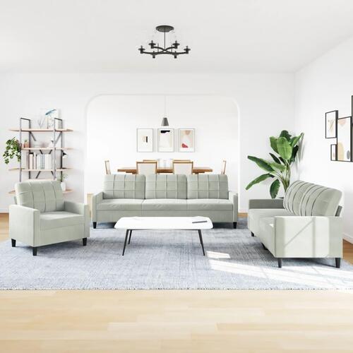 3 personers sofa med hynder velour lysegrå