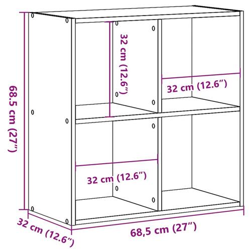 Skab 68,5x32x68,5 cm konstrueret træ egetræsfarve