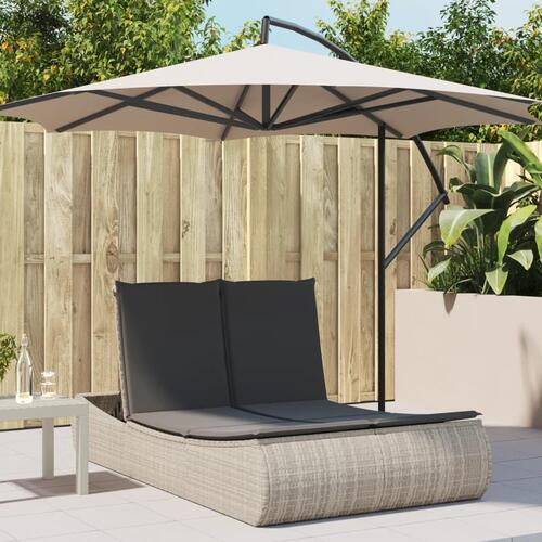Solseng med hynder polyrattan lysegrå