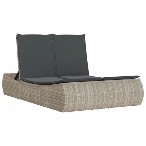 Solseng med hynder polyrattan lysegrå