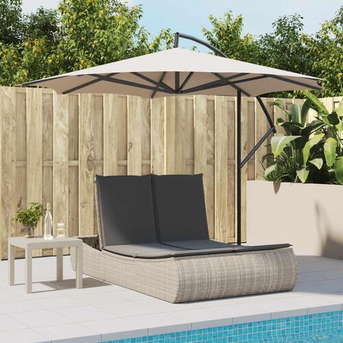 Solseng med hynder polyrattan lysegrå