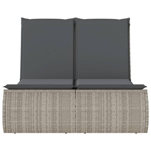 Solseng med hynder polyrattan lysegrå