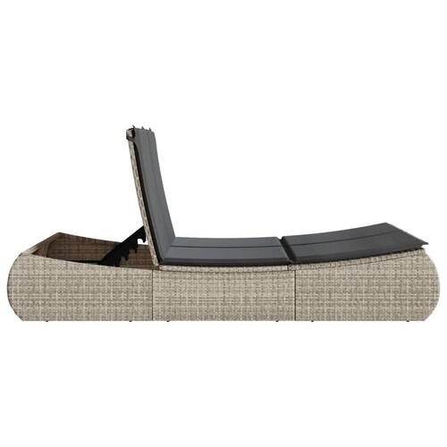 Solseng med hynder polyrattan lysegrå