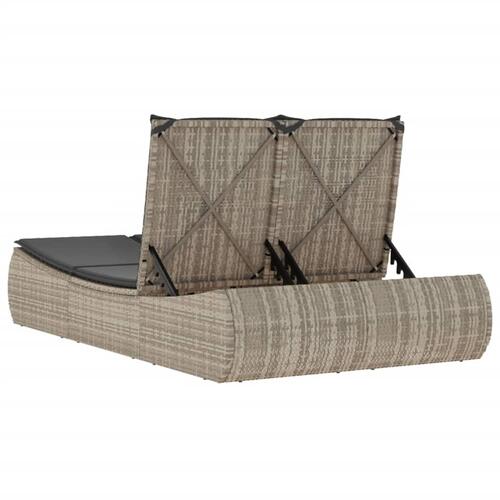 Solseng med hynder polyrattan lysegrå