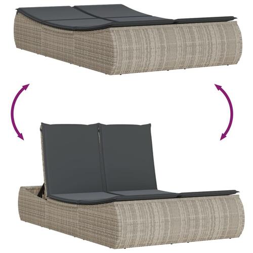 Solseng med hynder polyrattan lysegrå