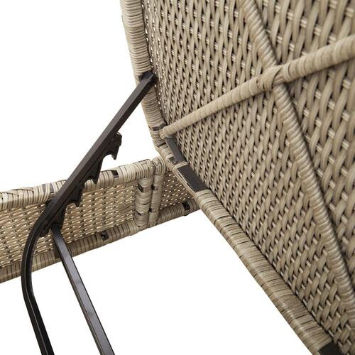 Solseng med hynder polyrattan lysegrå
