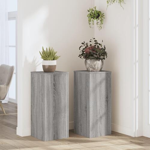 Plantestativer 2 stk. 30x30x70 cm konstrueret træ grå sonoma-eg