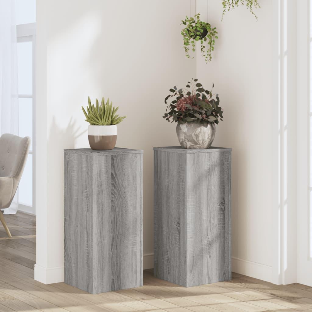 Plantestativer 2 stk. 30x30x70 cm konstrueret træ grå sonoma-eg