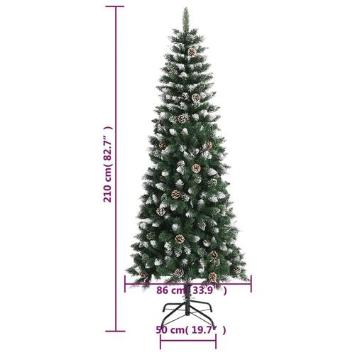 Kunstigt juletræ med juletræsfod 210 cm PVC grøn