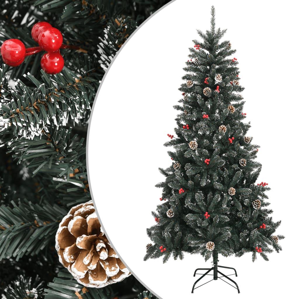 Kunstigt juletræ med juletræsfod 210 cm PVC grøn