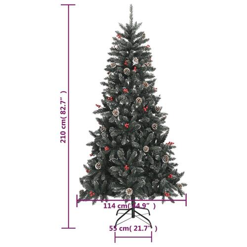 Kunstigt juletræ med juletræsfod 210 cm PVC grøn